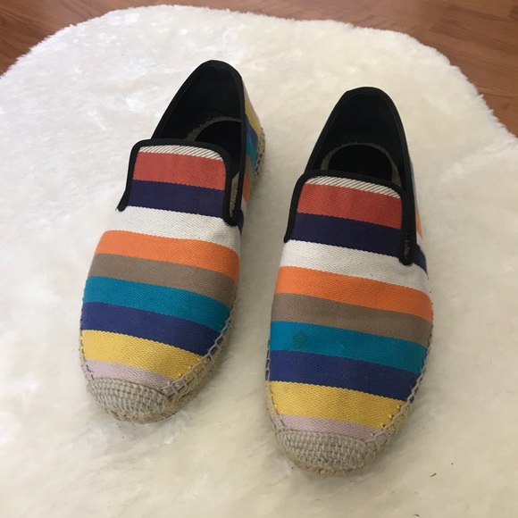 Celine Multi Color Canvas Stripe Espadrilles - Picture 2 of 8